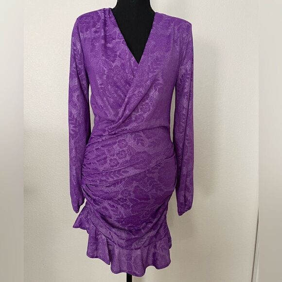 NWT Zara Jacquard Wrap Front Dress - Picture 1 of 14